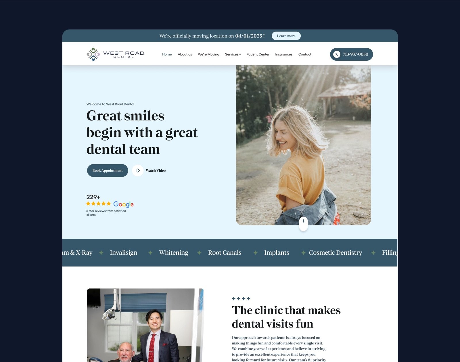 West Road Dental website design screenshot